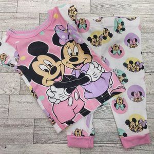 DISNEY Minnie Mouse Pink Soft Pajamas Sleepwear Set Toddler 9M
